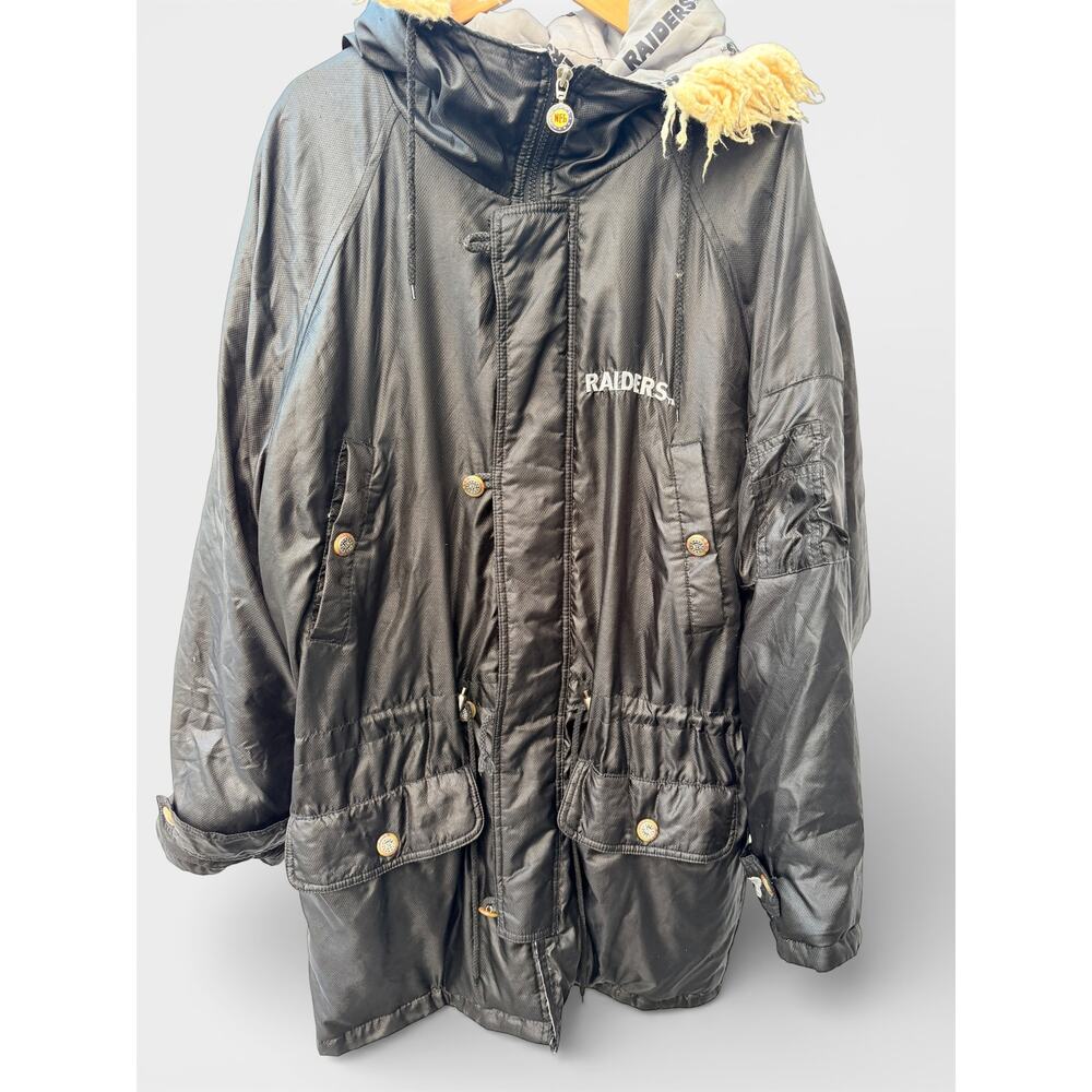 NFL Black Coats Women's Vintage Oakland Raiders Triple F.A.T. Goose Down Size 8